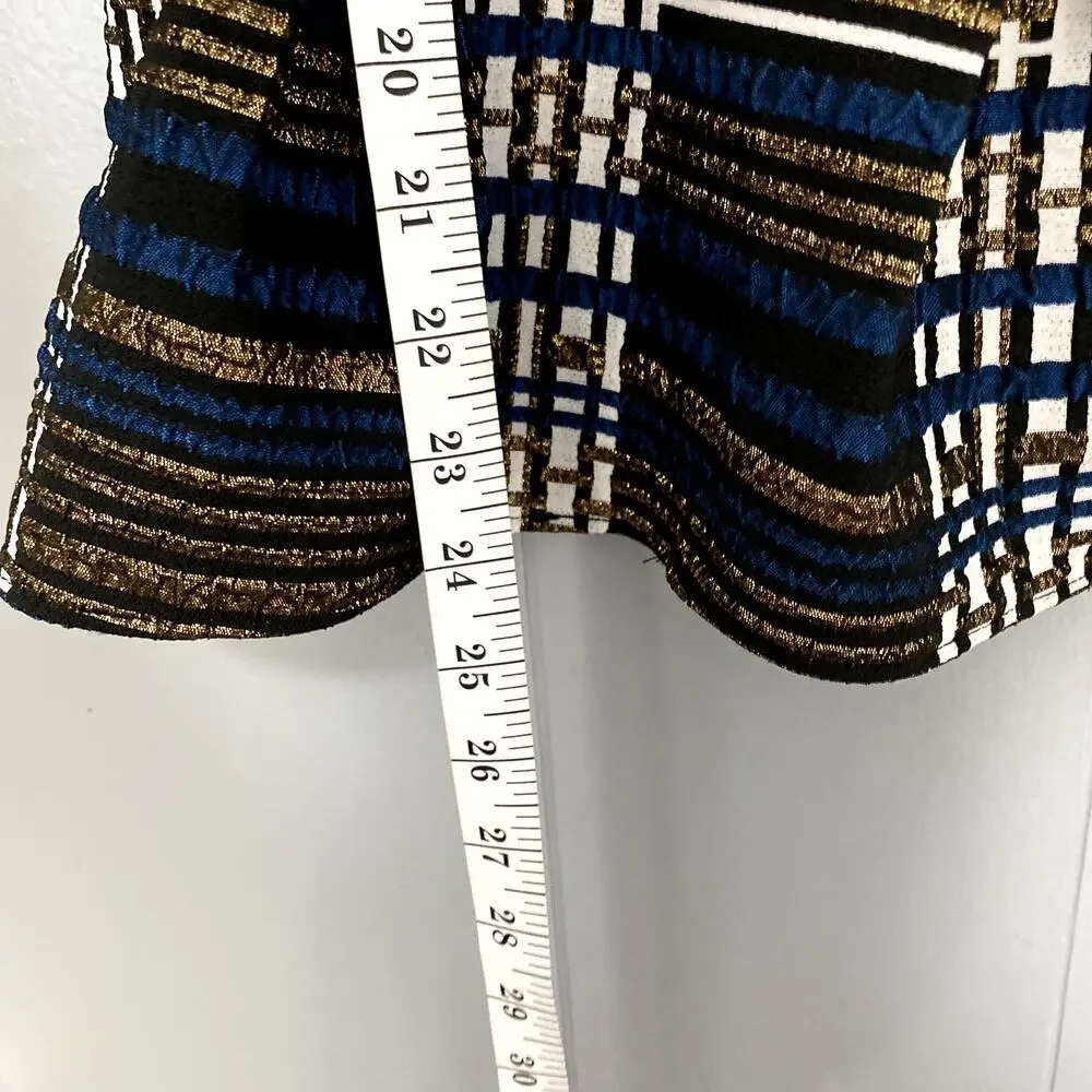 Anthropologie Deletta Nathalie Black Plaid Metallic Peplum Elegant Tank Top S - Picture 4 of 8